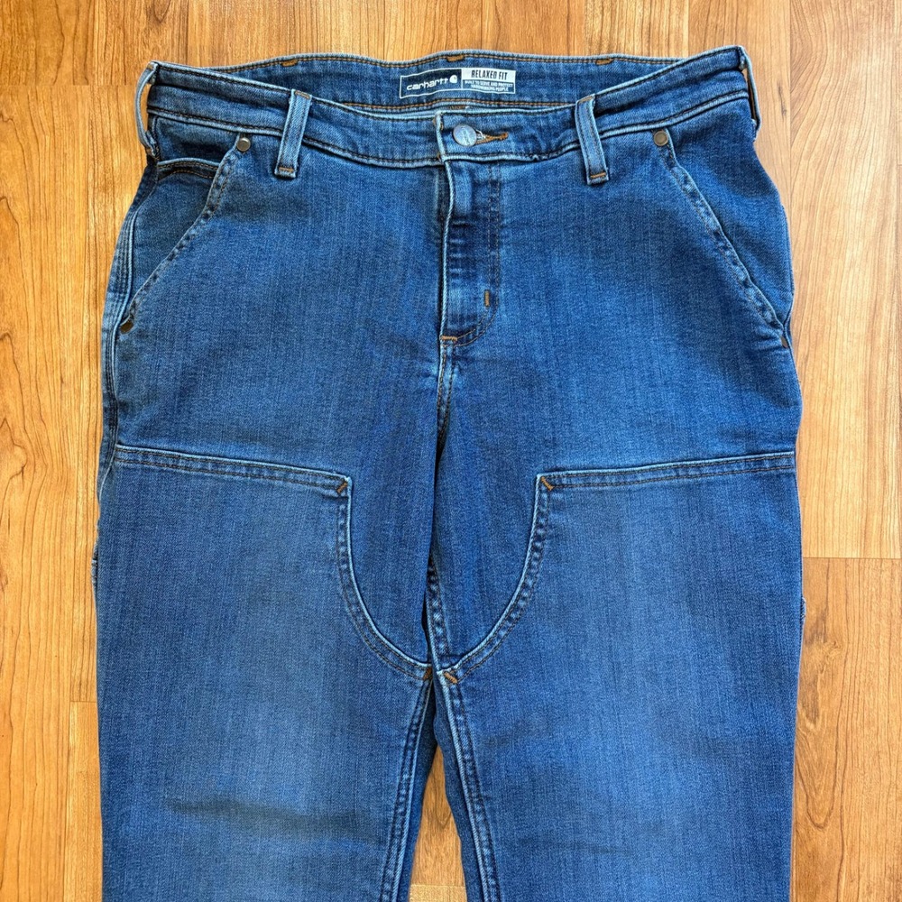 Carhartt Relaxed Fit Double Front Utility Jeans Denim 105110-H97 Womens 8 Short - Picture 2 of 10